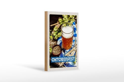 Holzschild Reise 12x18 cm Oktoberfest Bier Glas Weizen