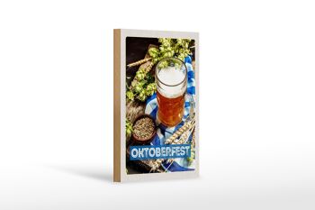 Panneau en bois voyage 12x18 cm verre à bière Oktoberfest blé 1