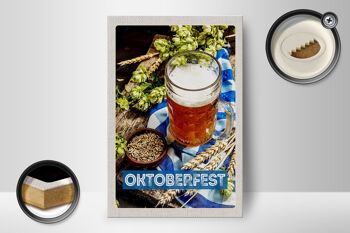 Panneau en bois voyage 12x18 cm verre à bière Oktoberfest blé 2