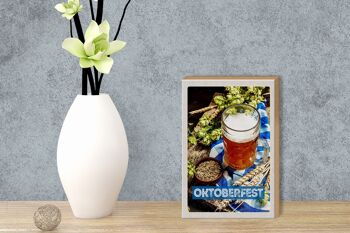 Panneau en bois voyage 12x18 cm verre à bière Oktoberfest blé 3