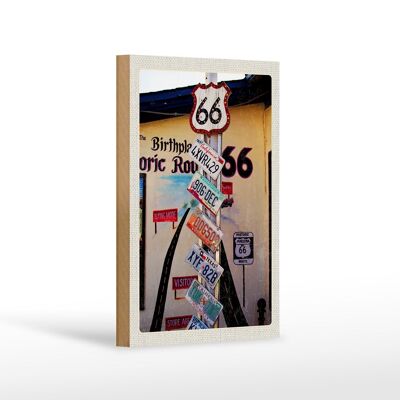 Cartel de madera viaje 12x18 cm EE.UU. América US Highway Ruta 66