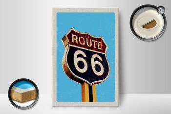 Panneau en bois voyage 12x18 cm America Route 66 station service rue 2