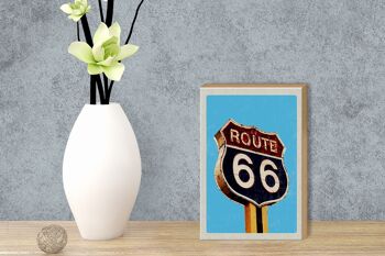 Panneau en bois voyage 12x18 cm America Route 66 station service rue 3