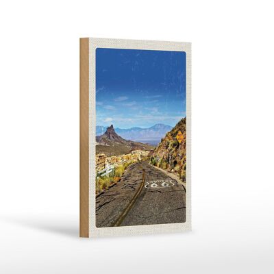 Cartel de madera viaje 12x18 cm EE.UU. Ruta 66 EE.UU. carretera montañas vacaciones
