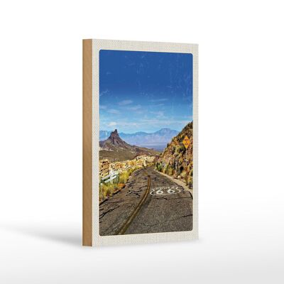 Cartello in legno da viaggio 12x18 cm USA Route 66 US Road Mountain Vacation