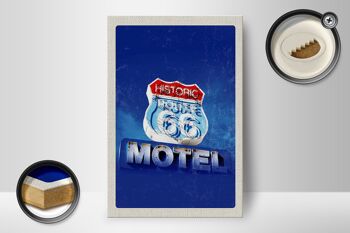 Panneau en bois voyage 12x18 cm Amérique USA Route 66 Historic Motel 2