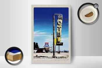 Panneau en bois voyage 12x18 cm Amérique USA Route 66 Motel Désert 2