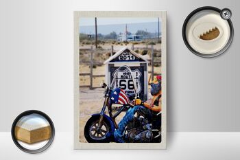 Panneau en bois voyage 12x18 cm America Route 66 Biker California 2