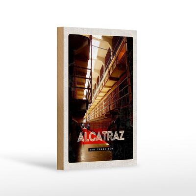 Holzschild Reise 12x18 cm San Francisco Alcatraz Gefängnis