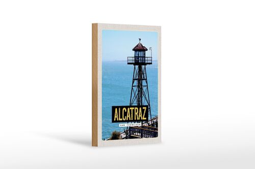 Holzschild Reise 12x18 cm San Francisco Alcatraz Meer Turm