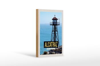 Panneau en bois voyage 12x18 cm San Francisco Alcatraz Sea Tower 1