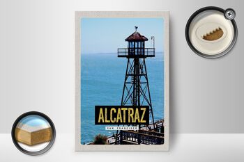 Panneau en bois voyage 12x18 cm San Francisco Alcatraz Sea Tower 2