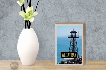 Panneau en bois voyage 12x18 cm San Francisco Alcatraz Sea Tower 3