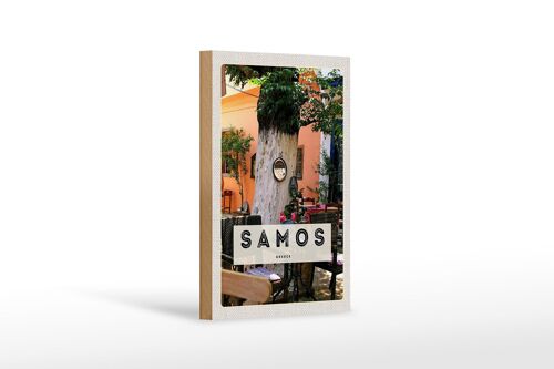 Holzschild Reise 12x18 cm Samos Greece Urlaub Sommer Restaurant