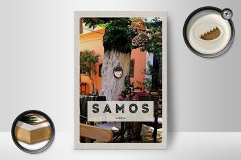 Panneau en bois voyage 12x18 cm Samos Grèce vacances restaurant d'été 2