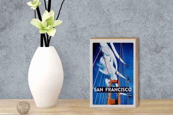 Panneau en bois voyage 12x18 cm pont de San Francisco avion ciel 3