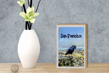 Panneau en bois voyage 12x18 cm San Francisco vue sur la ville corbeau 3