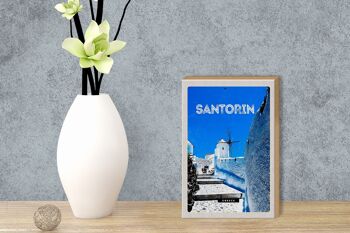 Panneau en bois voyage 12x18 cm Santorin Grèce escaliers blancs 3