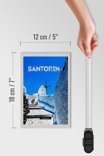 Panneau en bois voyage 12x18 cm Santorin Grèce escaliers blancs 4