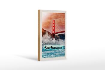 Panneau en bois voyage 12x18 cm Pont maritime des vagues de San Francisco 1
