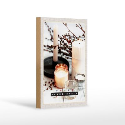 Cartello da viaggio in legno 12x18 cm Decorazione da tavolo con candele profumate Scandinavia