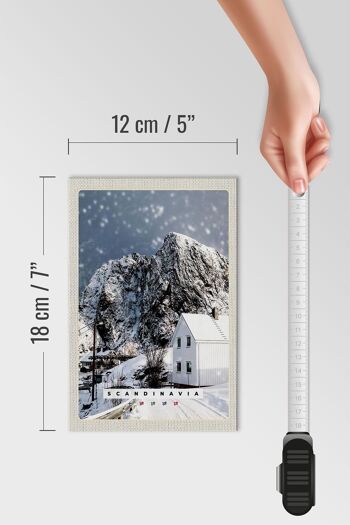 Panneau en bois voyage 12x18 cm Scandinavie neige hiver maison de montagne 4