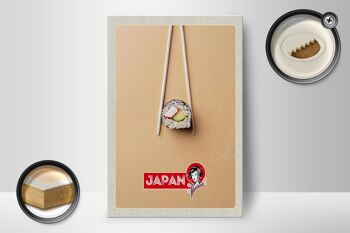 Panneau en bois voyage 12x18cm, japon, asie, Sushi, poisson, concombre, baguettes 2