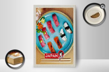 Panneau en bois voyage 12x18 cm Japon Asie poisson sushi plats algues 2