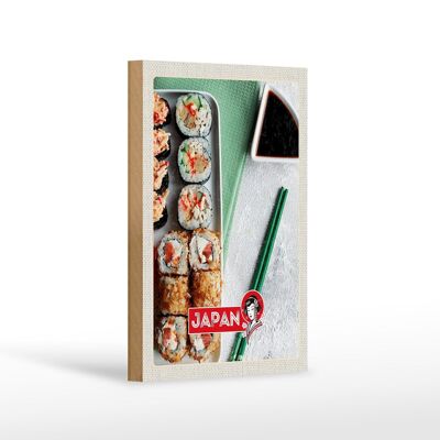 Cartello in legno da viaggio 12x18 cm Giappone Asia Sushi Pesce Salsa Tonno