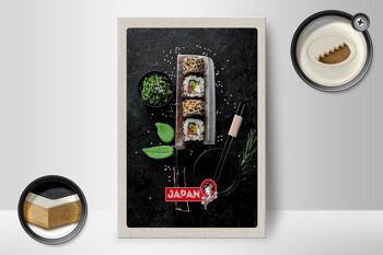 Panneau en bois voyage 12x18cm, japon, asie, Sushi, poisson, baguettes alimentaires 2