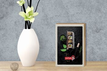Panneau en bois voyage 12x18cm, japon, asie, Sushi, poisson, baguettes alimentaires 3