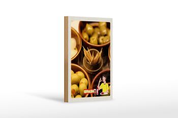 Panneau en bois voyage 12x18 cm Espagne Europe cure-dent olive 1