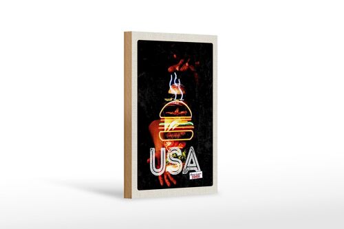 Holzschild Reise 12x18 cm Amerika USA American Bürger Gerichte