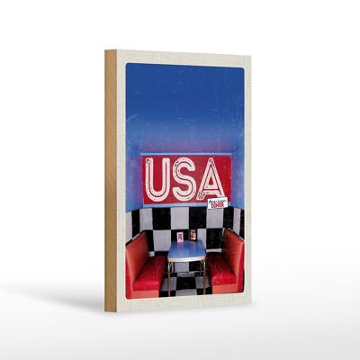 Cartello in legno da viaggio 12x18 cm America Diner Restaurant Fast Food