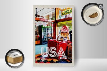 Panneau en bois voyage 12x18 cm America Diner Restaurant Music Food 2