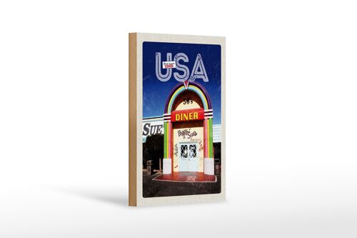 Holzschild Reise 12x18 cm Amerika USA Peggy Sues Restaurant