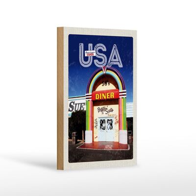 Cartel de madera viaje 12x18 cm América EE.UU. Peggy Sues Restaurante