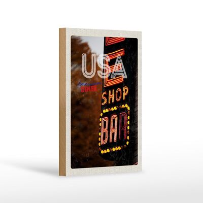 Cartel de madera viaje 12x18 cm America USA Bar Shop Diner celebrar