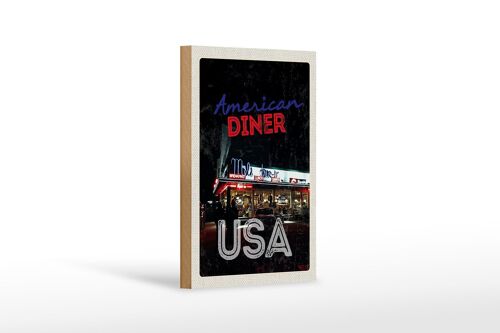 Holzschild Reise 12x18 cm USA Diner Restaurant Lunch Dinner