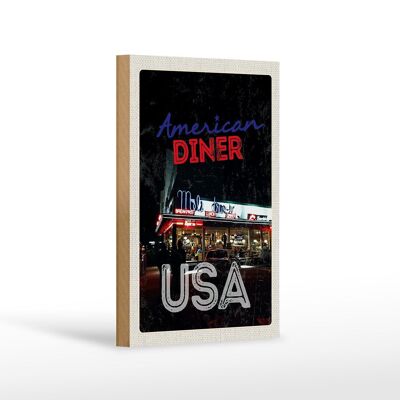 Cartel de madera viaje 12x18 cm USA Diner Restaurante Almuerzo Cena