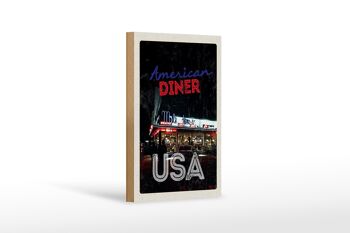 Panneau en bois voyage 12x18 cm USA Diner Restaurant Déjeuner Dîner 1