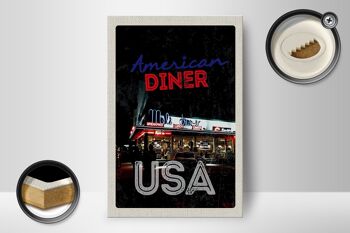 Panneau en bois voyage 12x18 cm USA Diner Restaurant Déjeuner Dîner 2