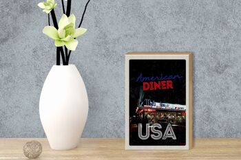 Panneau en bois voyage 12x18 cm USA Diner Restaurant Déjeuner Dîner 3