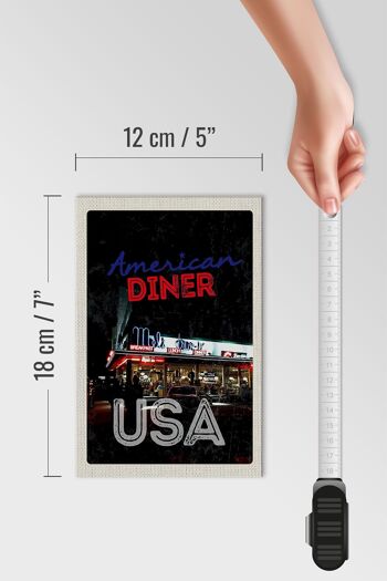 Panneau en bois voyage 12x18 cm USA Diner Restaurant Déjeuner Dîner 4