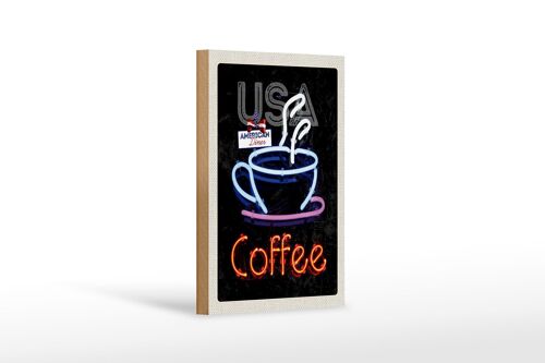 Holzschild Reise 12x18 cm USA Amerika Kaffee Tee Kuchen Urlaub