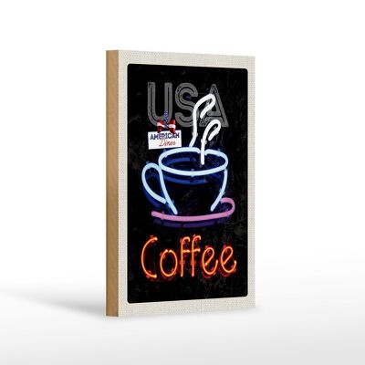 Cartel de madera viaje 12x18 cm EE.UU. América café té pastel vacaciones