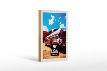 Panneau en bois voyage 12x18 cm USA Amérique voiture 75 voiture vintage vacances 1