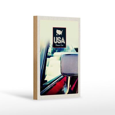 Wooden sign travel 12x18 cm America vehicle mirror red painting