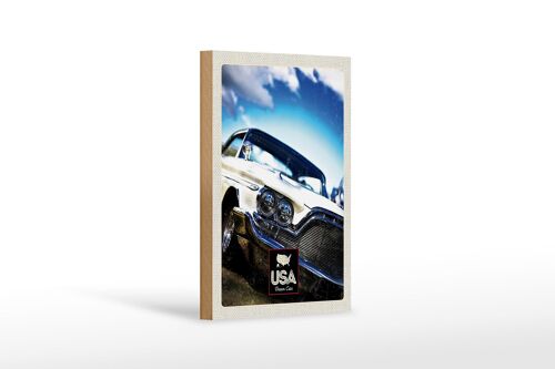 Holzschild Reise 12x18 cm Amerika Oldtimer 90er silber Urlaub