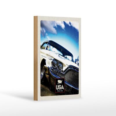 Cartello in legno viaggio 12x18 cm America auto d'epoca anni '90 vacanza argento